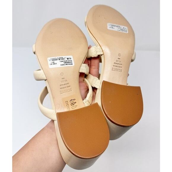 NEW Schutz Olly Mid Block Nappa Leather Strappy Sandal Cream White 10.5 - Picture 5 of 6